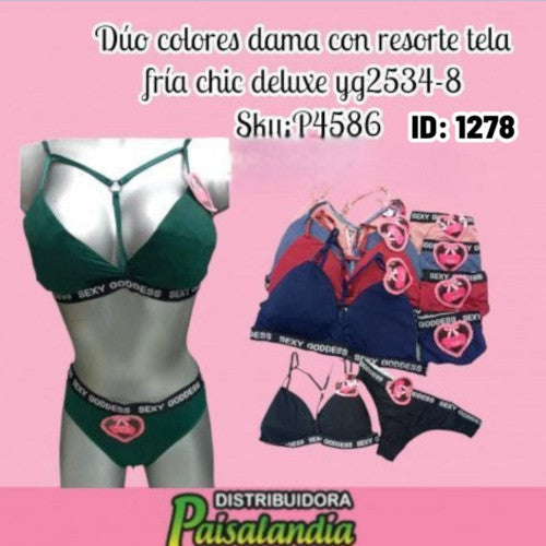 Duo de colores para dama con resorte y tela fria yg2534-8 chic deluxe (DC)