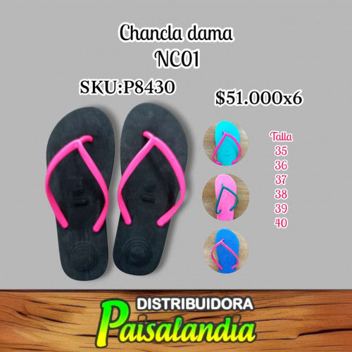 Chancla dama talla 35-40 NC-01 (SOLO VENTA X 6 UNIDADES)