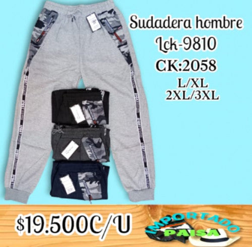 sudadera  hombre sport LCK-9810  L-XL/2XL-3XL