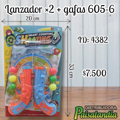 Juguete lanzador x2 + gafas (25-201) 605-6 (UND)
