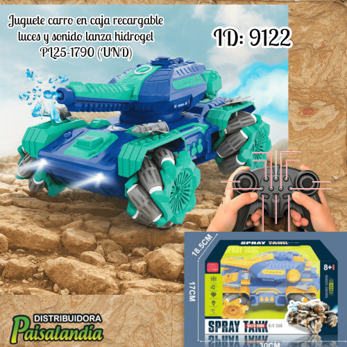 Juguete carro en caja recargable luces y sonido lanza hidrogel PL25-1790 (UND)