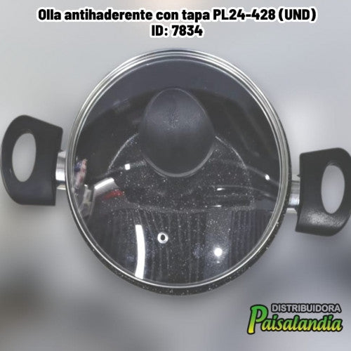 Olla antihaderente con tapa PL24-428 (UND)