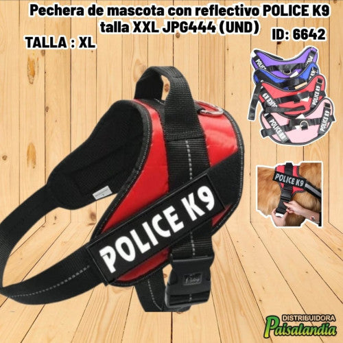 Pechera de mascota con reflectivo POLICE K9 talla XXL JPG444 (UND)