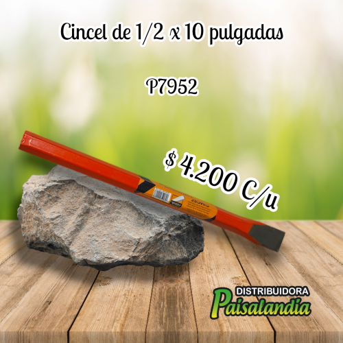 Cincel de 1/2 x 10 pulgadas ferretería (UND)