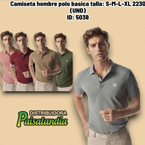 Camiseta hombre polo basica talla: S-M-L-XL 2230 (UND)