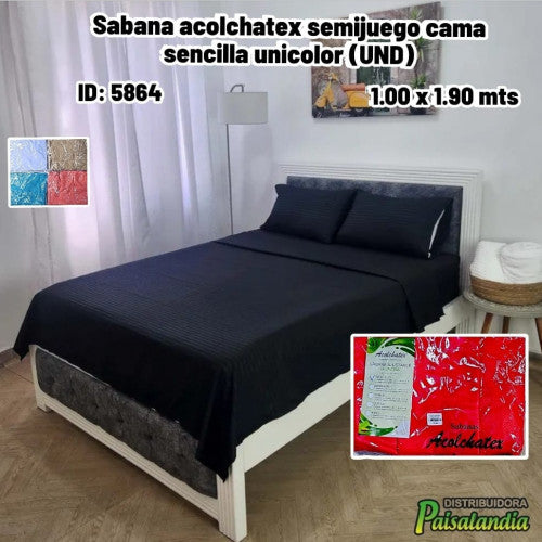 Sabana acolchatex semijuego cama sencilla unicolor (UND)