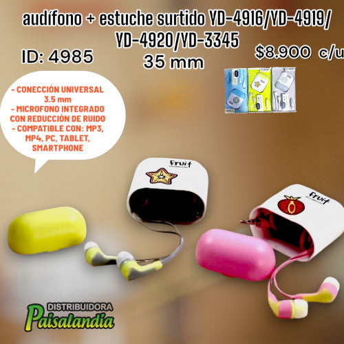 audífono + estuche surtido YD-4916/YD-4919/YD-4920/YD-3345 (UND)