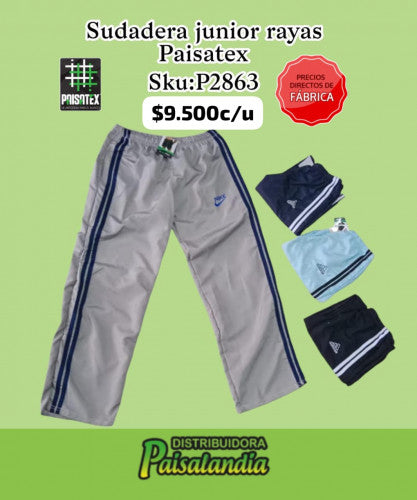 Sudadera junior con rallas paisatex