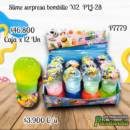 Slime sorpresa bombillo X12  PLJ-28