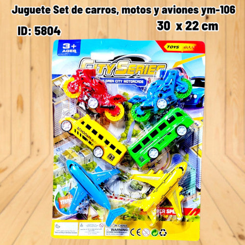 Juguete Set de carros, motos y aviones ym-106 (UND)