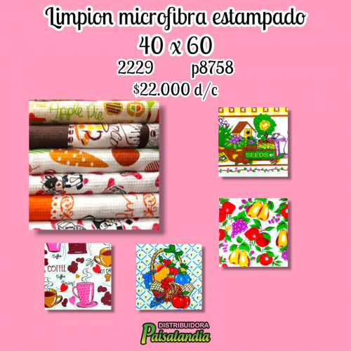 Limpión microfibra estampado 40 x 60 (DC)