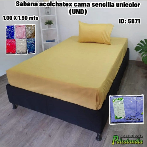 Sabana acolchatex cama sencilla unicolor (UND)