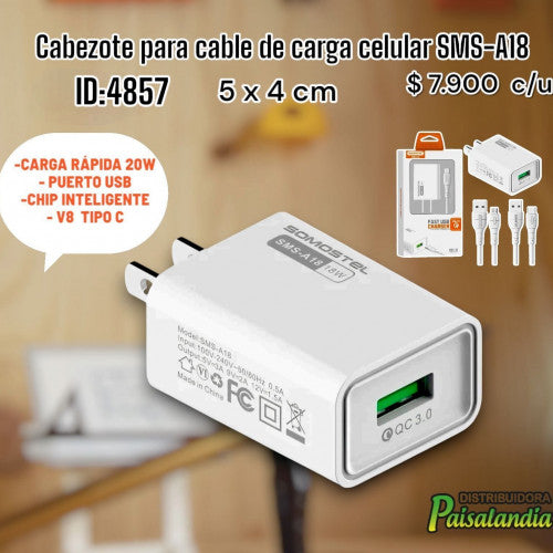 Cabezote para cable de carga celular SMS-A18 (UND)