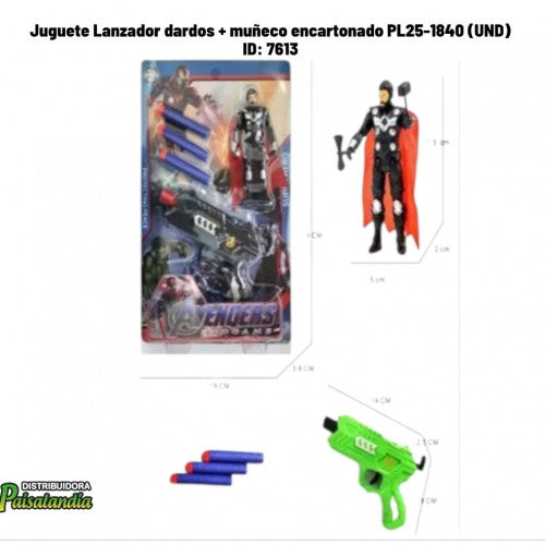 Juguete Lanzador dardos + muñeco encartonado PL25-1840 (UND)