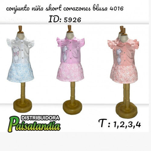 Conjunto niña short corazones blusa 4016 (UND)
