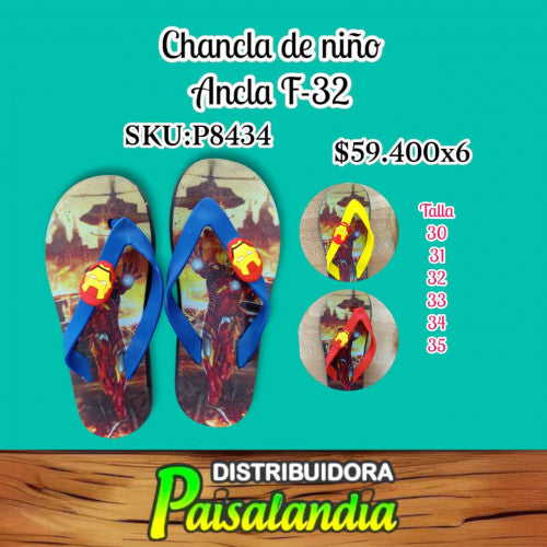 Chancla niños talla 30-35 ANCLA-F32 (SOLO VENTA X 6 UNIDADES)