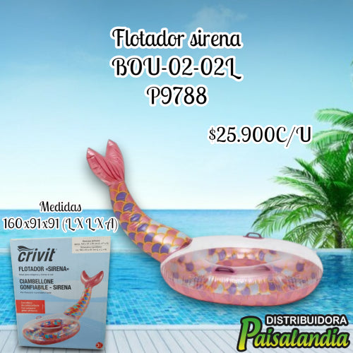 Flotador piscina sirena BOU-02-02L (UND)