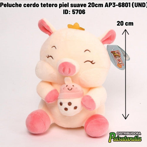 Peluche cerdo tetero piel suave 20cm AP3-6801 (UND)