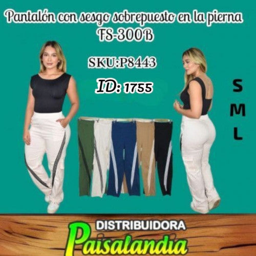 Pantalon con sesgo sobrepuesto en la pierna FS-300B (UND)