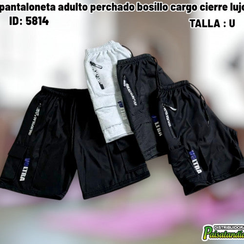 pantaloneta adulto perchado bosillo cargo cierre lujo (UND)