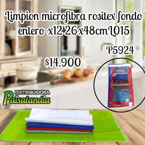 Limpión microfibra Rositex fondo entero x12 26x48cm L015 (DC)
