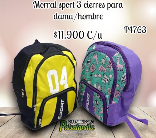 Morral sport 3 cierres para dama/hombre