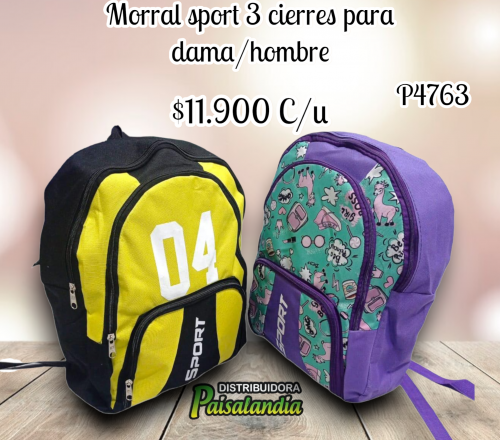 Morral sport 3 cierres dama/hombre (UND)