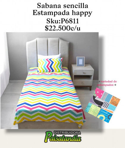 Sabana sencilla estampada happy (UND)