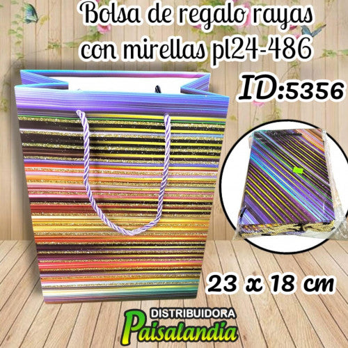 Bolsa de regalo rallas con mirellas PL24-486 (DC)