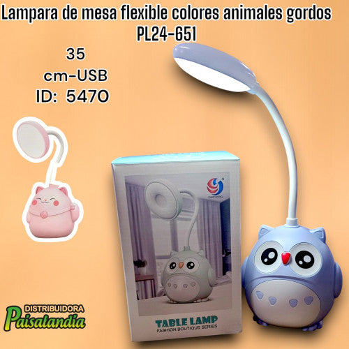 Lampara de mesa flexible colores animales gordos PL24-651 (UND)