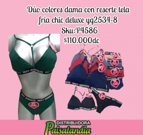 Duo de colores  para dama con resorte y tela fria yg2534-8 chic deluxe