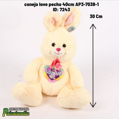 Peluche conejo love pecho 40cm AP3-7038-1