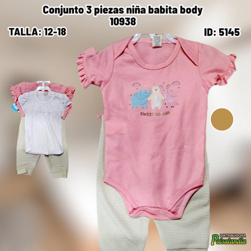 Conjunto 3 piezas niña babita body 10938 (UND)