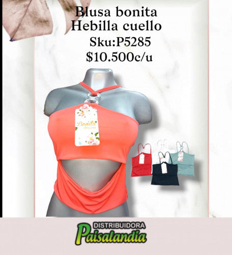 Blusa bonita hebilla cuello