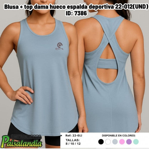 Blusa + top dama hueco espalda deportiva 22-012(UND)