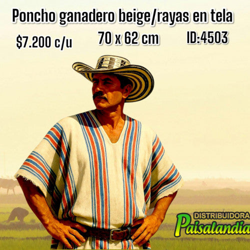 Poncho ganadero beige en tela (UND)