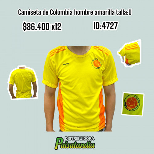 Camiseta de colombia hombre amarilla T.U (DC)