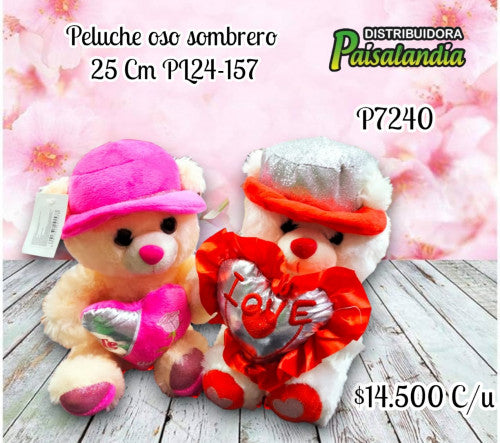 Peluche oso sombrero 25 Cm PL24-157