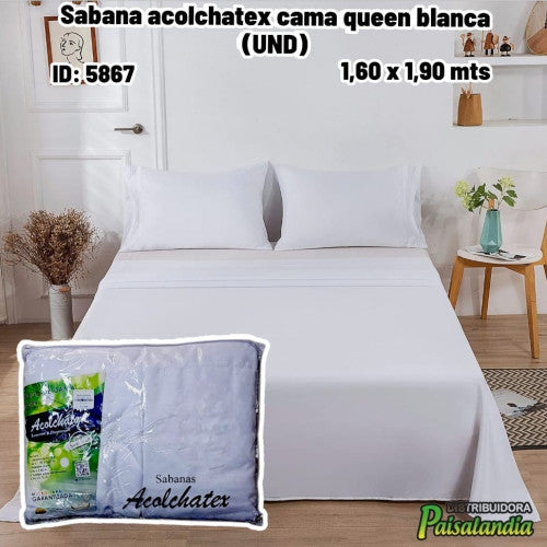 Sabana acolchatex cama queen blanca (UND)