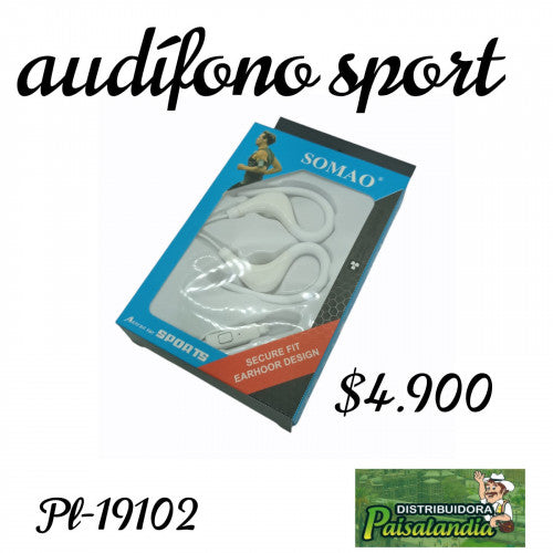 Audífono sport blanco en caja PL-19102 (UND)