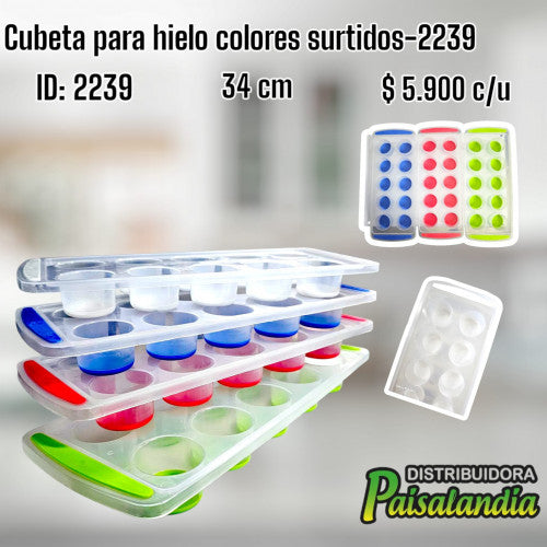 Cubeta para hielo colores surtidos - 2239