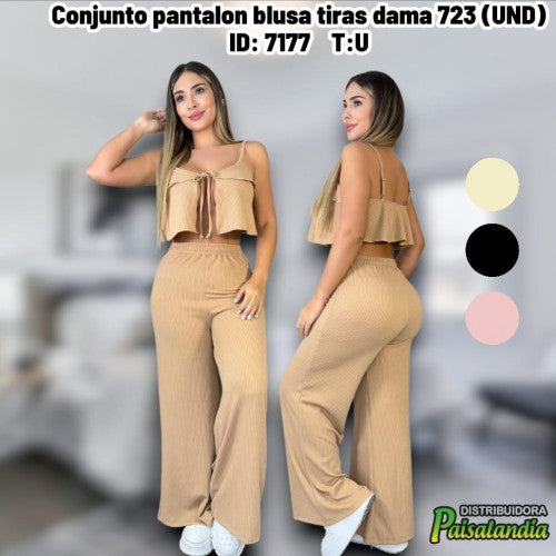 Conjunto pantalon blusa tiras dama 723 (UND)