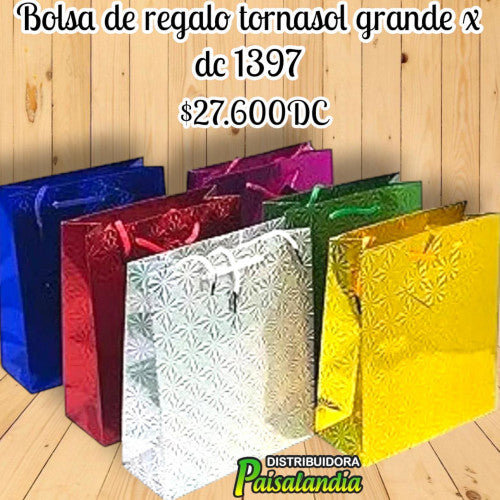 Bolsa de regalo tornasol grande x docena 1397