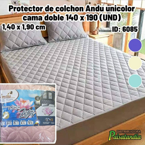 Protector de colchon Andu unicolor cama doble 140 x 190 (UND)