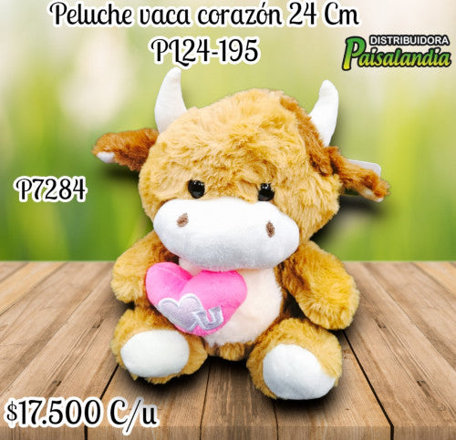 Peluche vaca corazón 24 cm PL24-195 (UND)