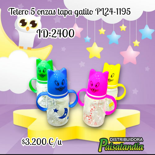 Tetero 5 onzas tapa gatito (UND)