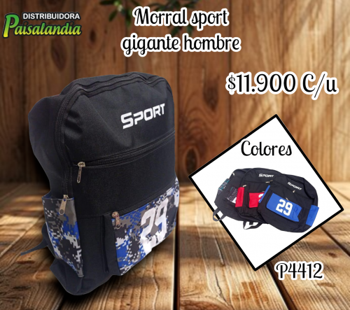 Morral sport gigante hombre colores surtidos (UND)