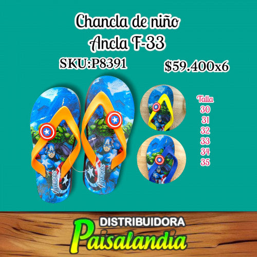 Chancla niños 30-35 ANCLA-F33 (SOLO VENTA X 6 UNIDADES)