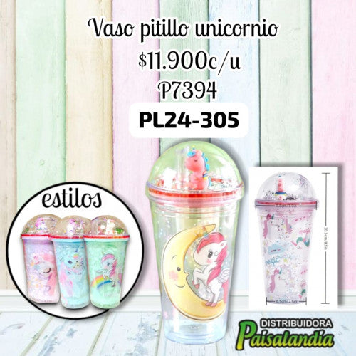 Vaso pitillo unicornio  PL24-305