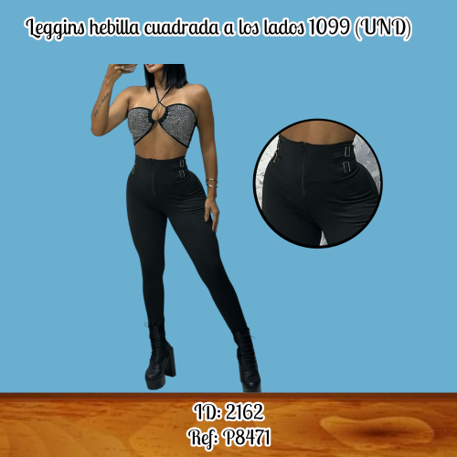 Leggins hebilla cuadrada a los lados 1099